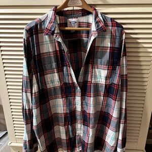 Old Navy Women’s Plaid Shirt - Red and Blue